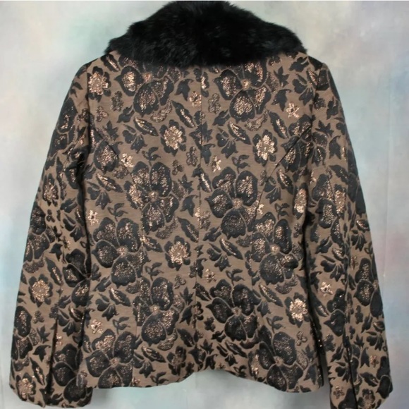 🖤 Cache Coat Faux Fur Neckline Floral Tapestry - Picture 7 of 8
